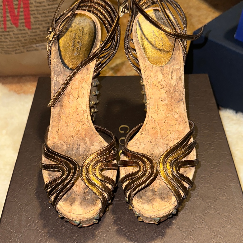Gucci Croc Studded Wedges